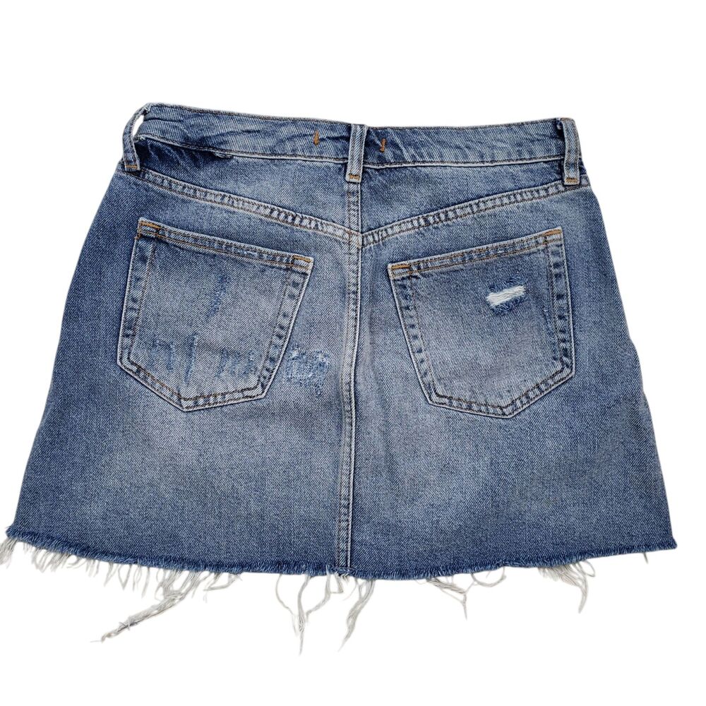 Free People We The Free Mini Jean Skirt Womens 27 Denim Distressed Button Fly - Picture 9 of 10